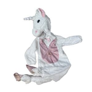 Dream Play Imagine White Unicorn Costume Toddler 3T –Fuzzy Plush Hooded Jumpsuit